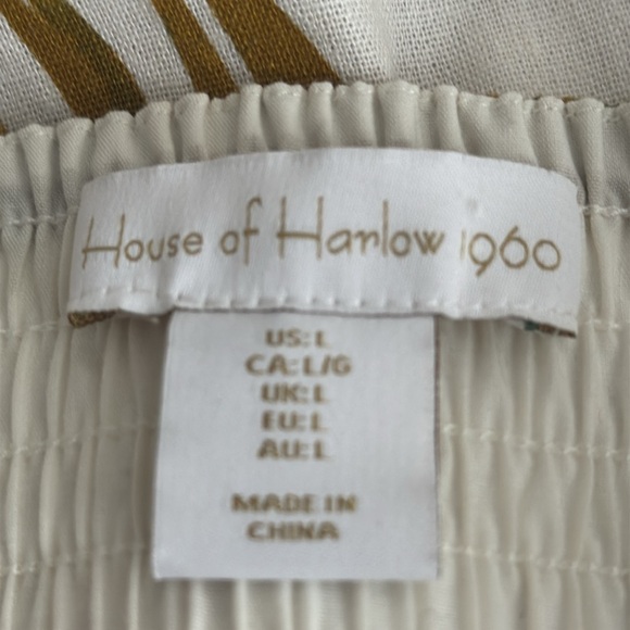 House of Harlow 1960 Tropical Linen Sundress Sun‎ dress Midi Size L Leaf Beaded - Picture 9 of 11